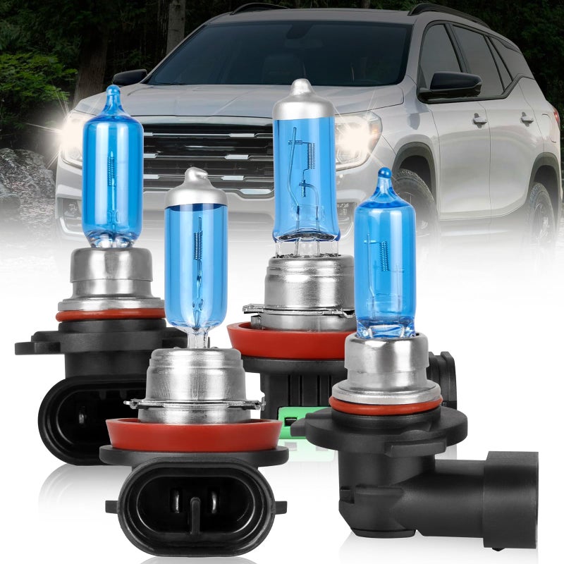 NSDXCT For GMC Terrain 2010 2011 2012 2013 2014 2015 2016 2017 2018 Light Bulbs High Performance Halogen Headlight Bulbs 9005 High BeamH11 Low Beam Front Light Car Replacement Bulb 4PCS
